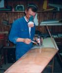 Myself during the overhaul of the K8 glider's horizontal stabilizer during the winter of 1998/99 in the shop of the Akamodell Stuttgart e. V.
