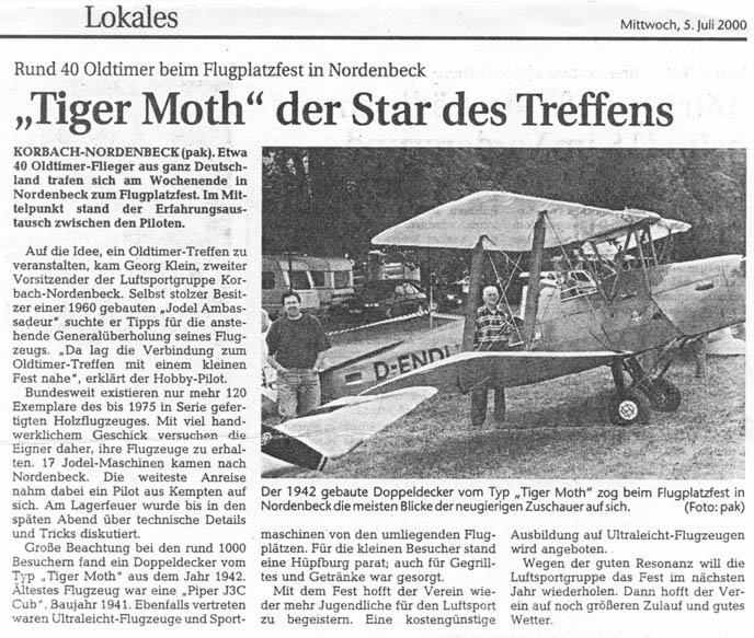 Newspaper Article about the Fly-In. Click for printable PDF-version (1.2 MByte)